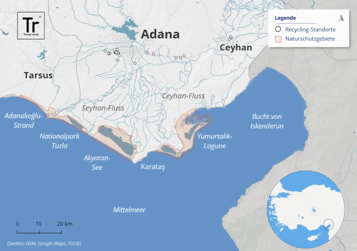 Adana liegt im Südosten der Türkei