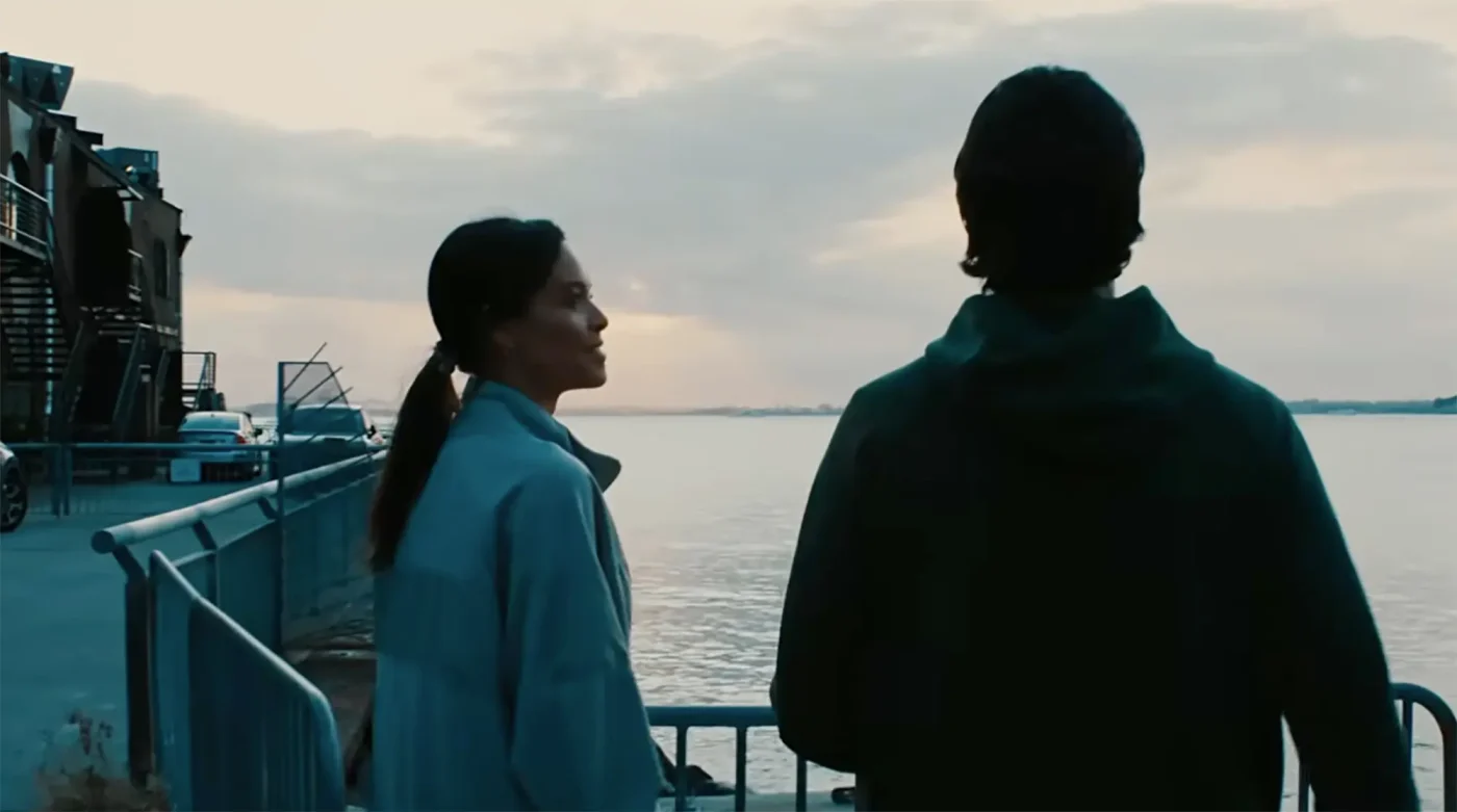 Aubrey Cleland and Ben Barnes in the music video for Barnes