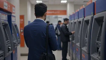 cajero automático, persona joven, transacción, banco. (Imagen Ilustrativa Infobae)