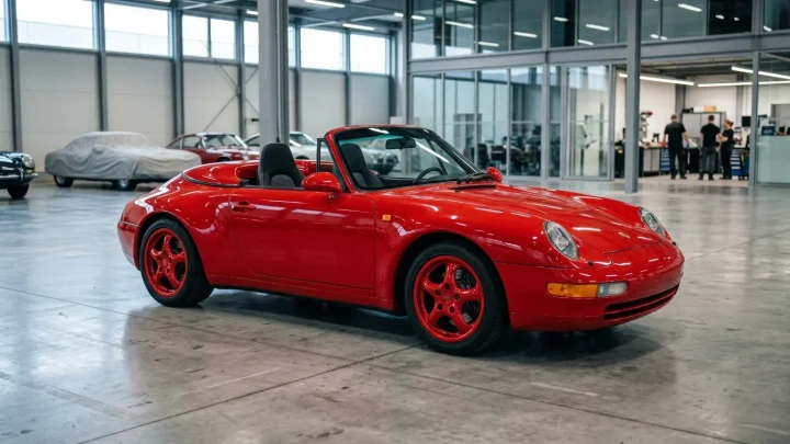 Rotes Porsche 968 Clubsport Cabriolet als Prototyp