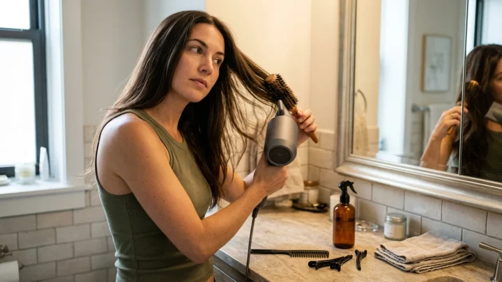 Haare stylen mit Föhn und Bürste