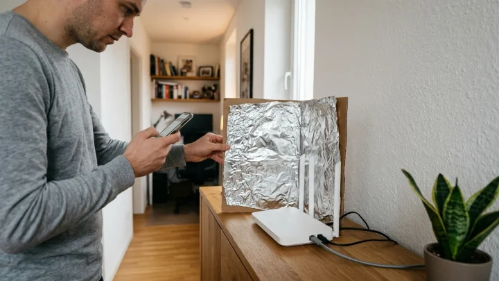 Alufolie, Tesafilm und ein Schuhkarton als Bastelmaterial