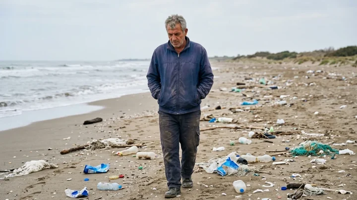 Plastikmüll an einem Strand in der türkischen Region Adana