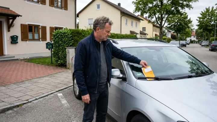 Symbolbild Parken auf dem Gehweg und Strafzettel