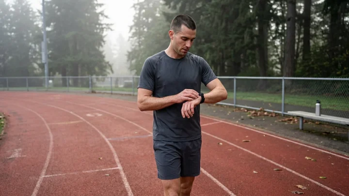 Jogger beim Intervalltraining auf einer Laufstrecke