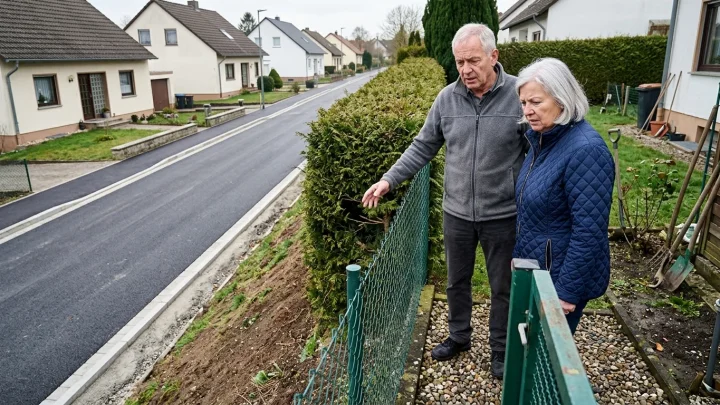 Neu geteerte Straße neben einem Wohngrundstück
