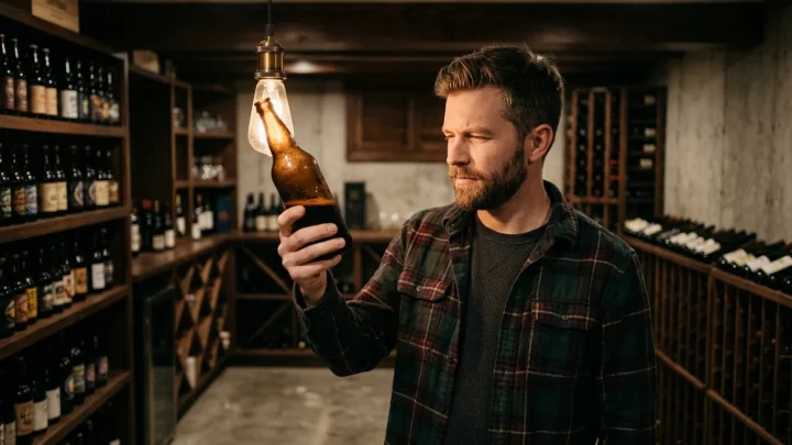 Mehrere Biergläser und Flaschen auf einem Tisch