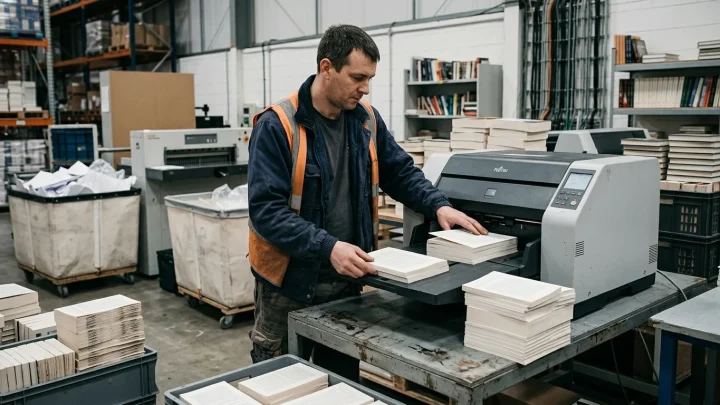 Bücherstapel und Digitalisierungsprozesse bei Amazon