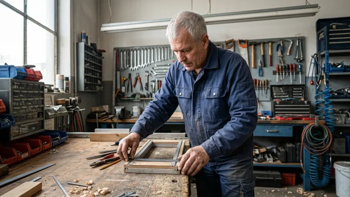 Bauarbeiter auf einer Baustelle bei Straßenarbeiten