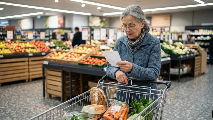Einkauf im Supermarkt mit Fokus auf Rabatte und Angebote
