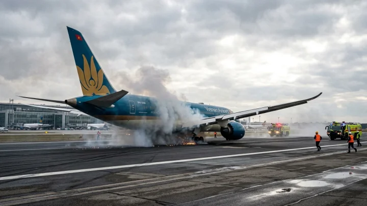 Eine Boeing 787-9 der Vietnam Airlines auf dem Rollfeld des Münchner Flughafens.