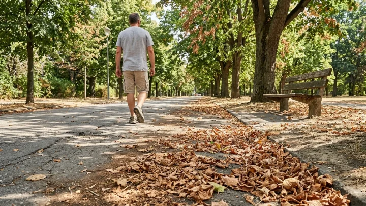 Braune und verfärbte Blätter an einem Baum im Sommer
