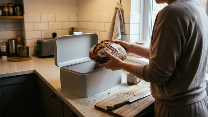 Ein Laib Brot und eine Filiale von Aldi Süd