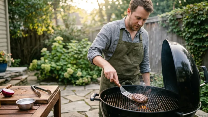 Burger-Patties auf dem heißen Grillrost