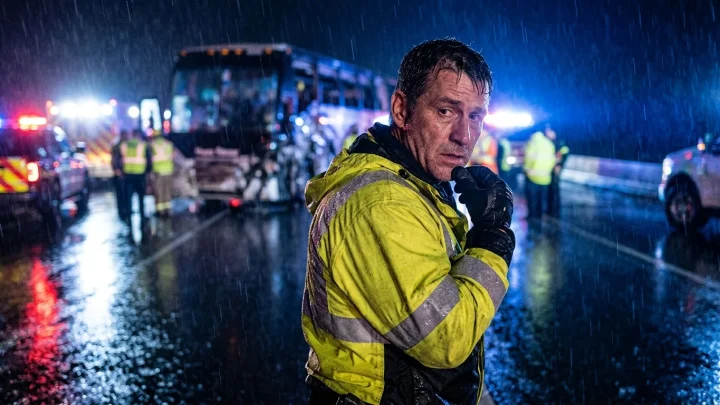 Einsatzkräfte an der Unfallstelle des verunglückten Reisebusses in Ungarn.