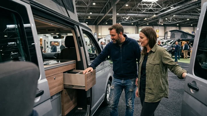 Campervans und Reisemobile auf dem Messegelände Düsseldorf