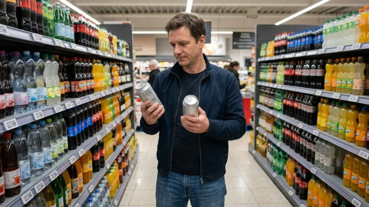 Gläser mit Softdrinks und zuckerfreien Alternativen