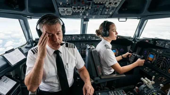 Delta-Flugzeug nach der Landung auf dem Rollfeld
