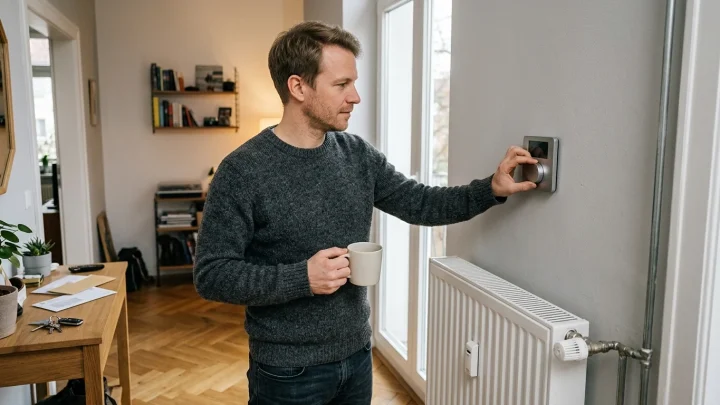 Stromzähler und Gastherme in einem deutschen Haushalt