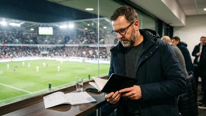Bundestrainer Jürgen Klopp vor dem Mikrofon in der Allianz Arena