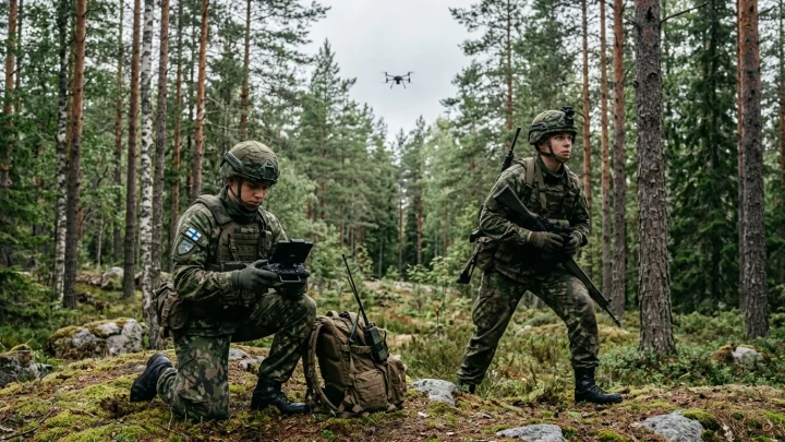 Eine russische FPV-Drohne im Flug