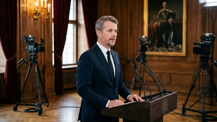 König Haakon bei seiner ersten Ansprache nach dem Tod von König Harald