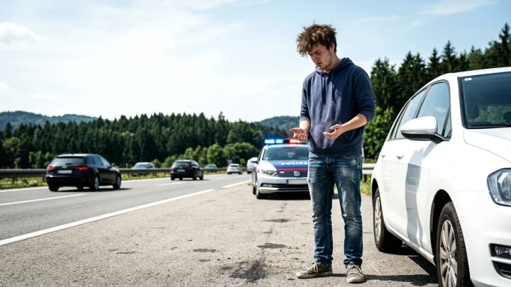 Eine Landstraße in Österreich bei Tageslicht.