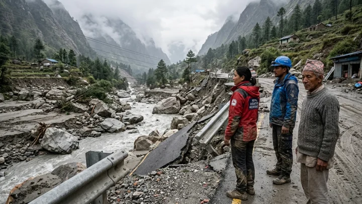 Zerstörte Gebiete nach der verheerenden Sturzflut in Nepal