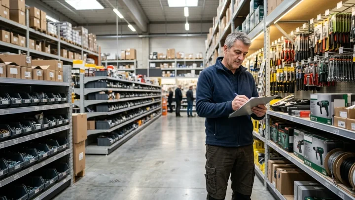 Werkzeugregal in einem Baumarkt
