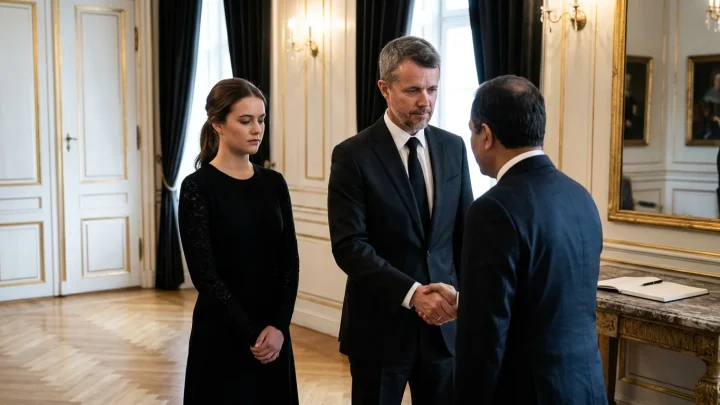 König Haralds Sarg im Königlichen Schloss angekommen