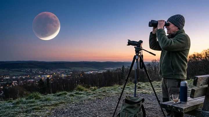Verdunkelter Mond während einer partiellen Mondfinsternis
