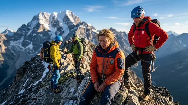 Das Bergmassiv des Mont Blanc im Sommer bei alpinen Bedingungen.