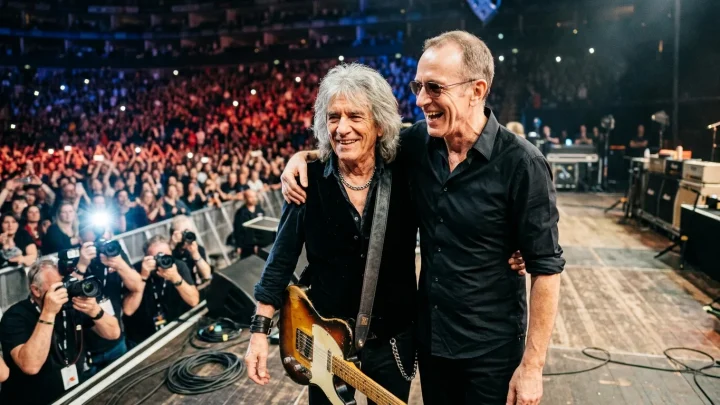 Ian Gillan und Ritchie Blackmore bei einem historischen Auftritt.