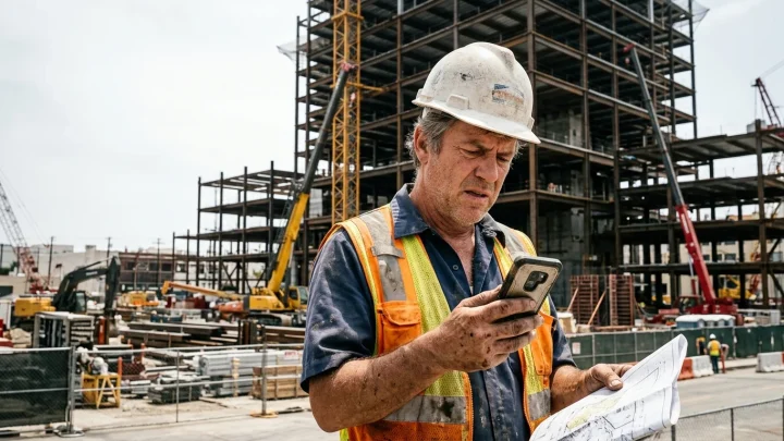 Bauarbeiter auf einer Baustelle in Norwegen