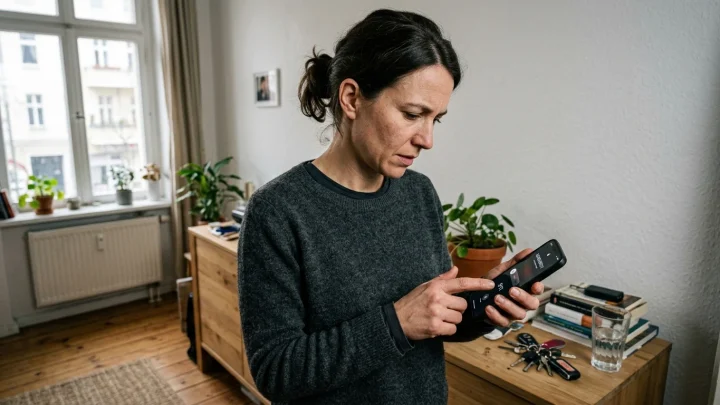 Smartphone zeigt einen Notruf-Bildschirm mit der roten Nummer 112
