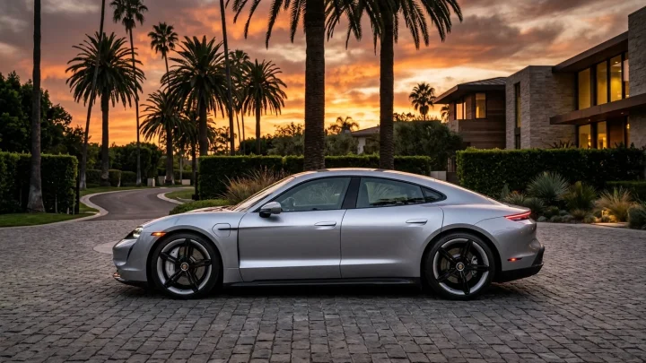 Ein Porsche Taycan in einer modernen Design-Studie.