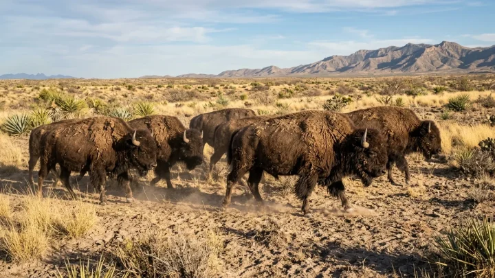 Amerikanischer Bison in der Steppenlandschaft