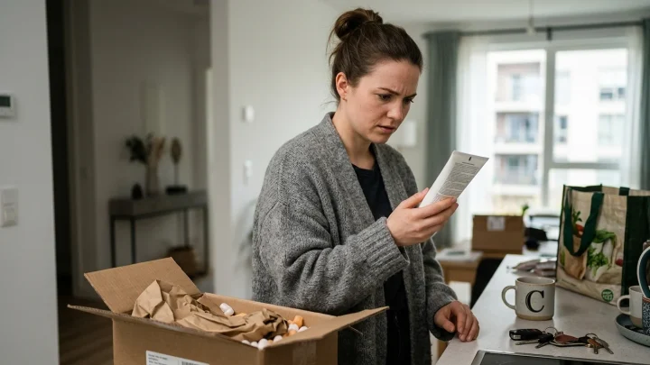 Person nimmt Zalando-Paket an der Haustür entgegen