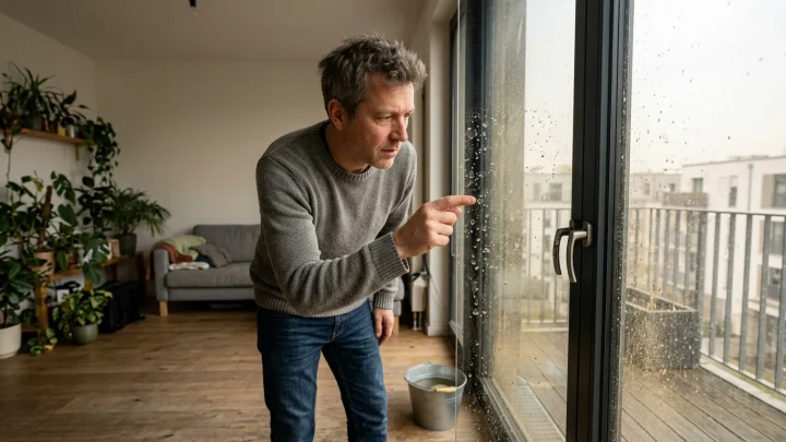Saharastaub auf einer Fensterscheibe