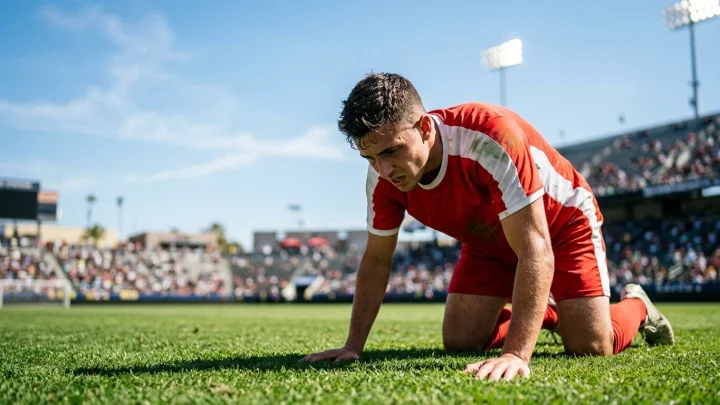 Jamal Musiala während einer medizinischen Behandlung auf dem Fußballplatz.