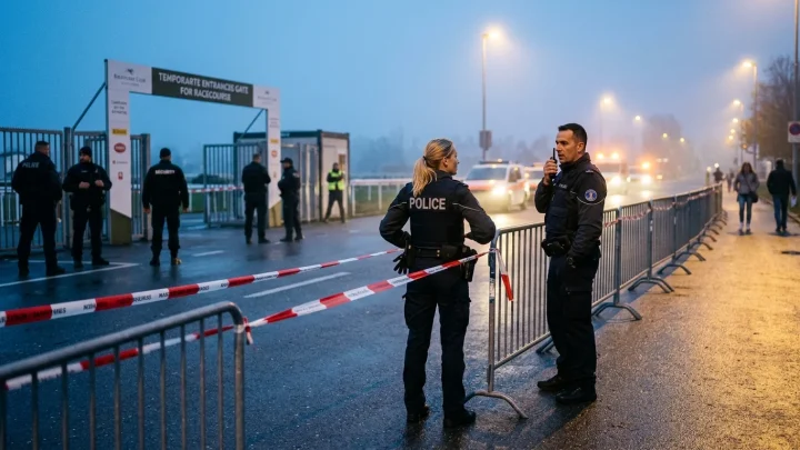 Blaulicht und Einsatzfahrzeuge der Polizei in der Nacht