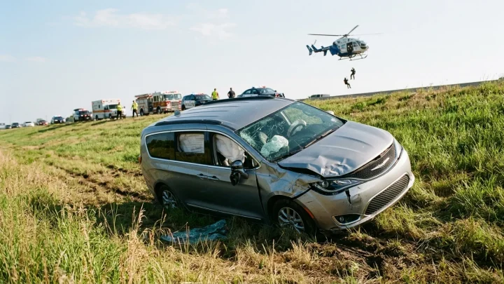 Einsatzkräfte an der Unfallstelle auf der A20 nahe Grimmen-Ost.