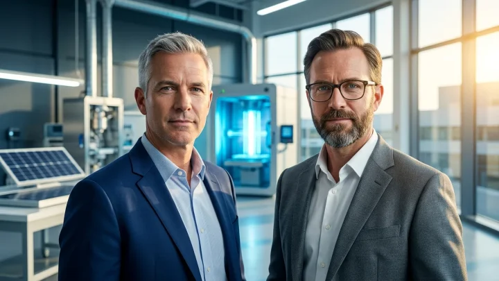 Harald Groß und Michael Heuschkel vor ihrer Recycling-Technologie.