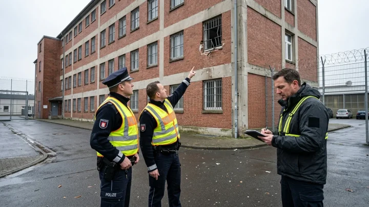 Vergittertes Fenster einer Justizvollzugsanstalt