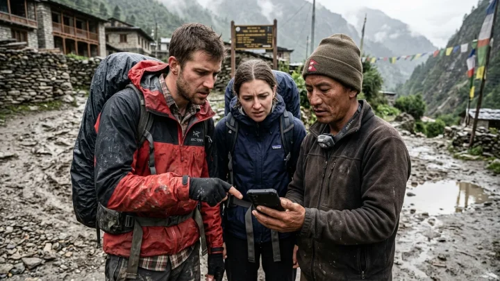 Zahlreiche Anwohner warten nach den Sturzfluten in Nepal auf Nachrichten über Vermisste