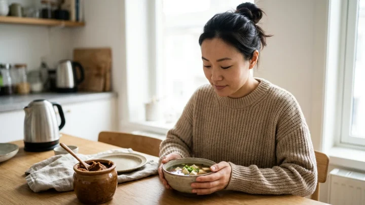 Traditionelle Miso-Suppe in einer Schale serviert