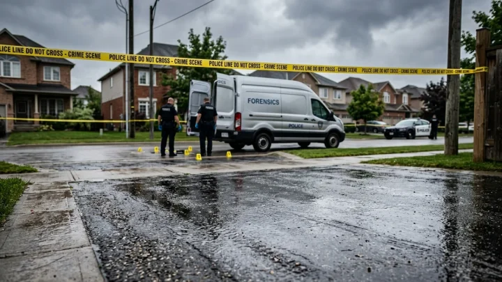 Ermittler von Polizei und Spurensicherung am Tatort eines Verbrechens in Künzell.