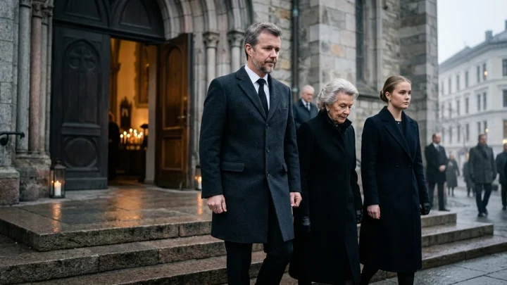 König Haakon und die norwegische Königsfamilie bei einem Gottesdienst