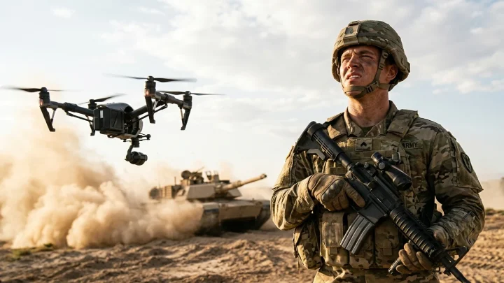 US-Militärfahrzeuge während einer Gefechtsübung.