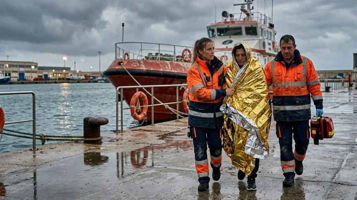 Rettungseinsatz auf See nach einem Fährunglück vor der Küste